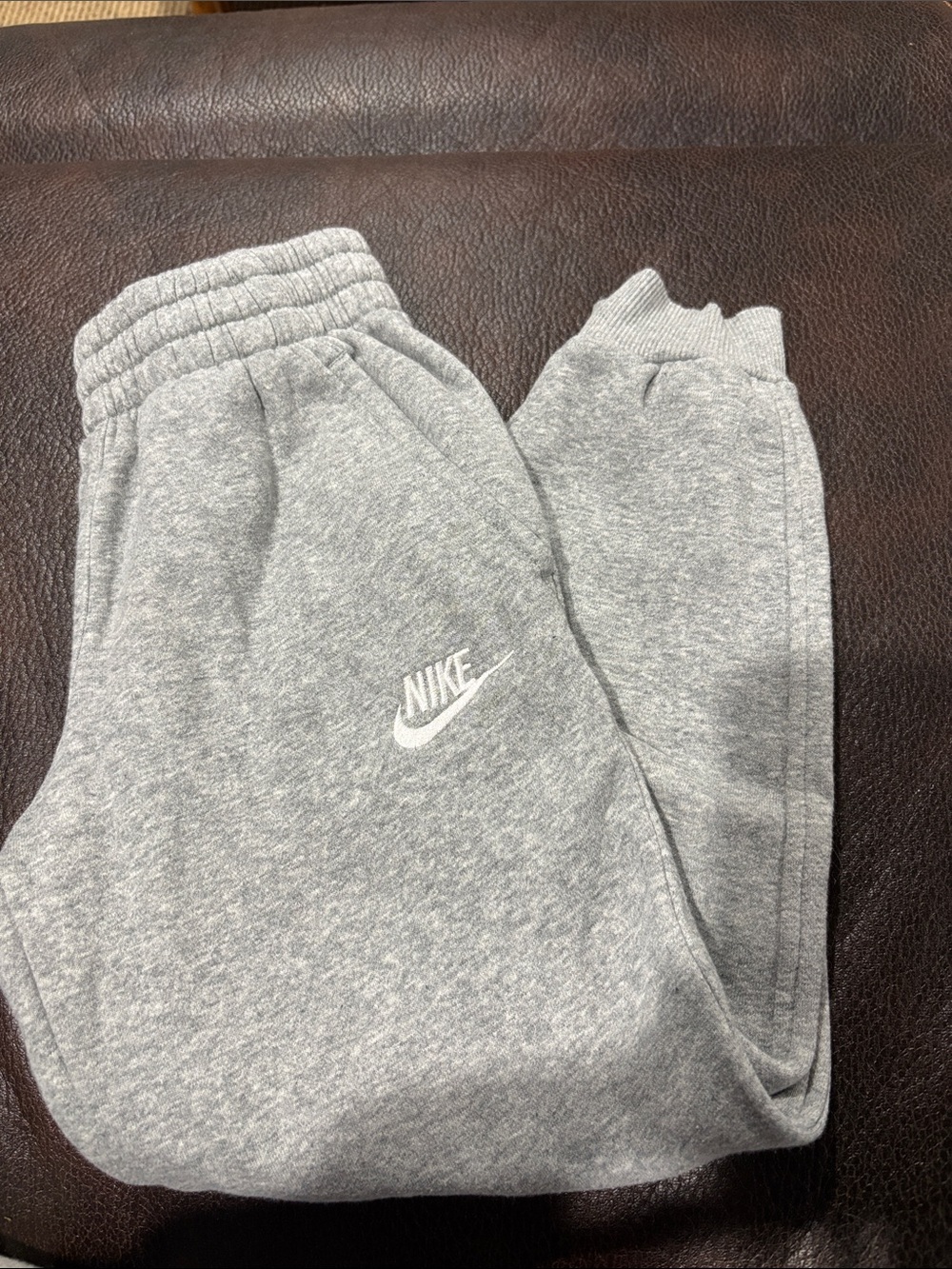 Nike Kids Gray Heather Joggers with White Swoosh